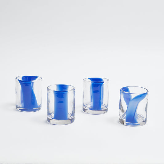 Blue Stripe Water Glasses (Set of 4)