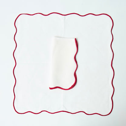 Red Scalloped Christmas Napkins