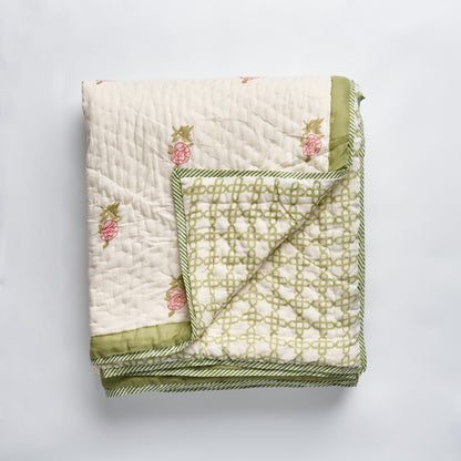 Pink Rose Bed Quilt